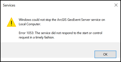 Error 1053 for ArcGIS GeoEvent Server