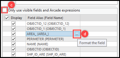 The field aliases in the table