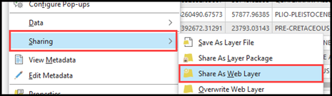 Sharing the shapefile as a web layer from the Contents pane