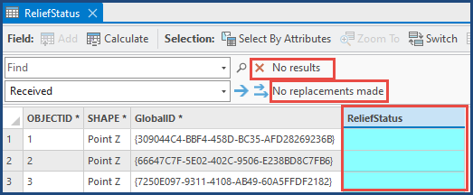 The Find and Replace control returns no results and makes no replacements