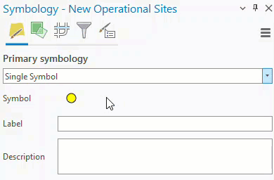 Clicking the symbol in the Symbology pane to open the Format Symbol mode