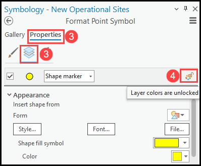 Unlocking the top color layer in the Symbology pane