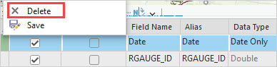 The Fields table in ArcGIS Pro.