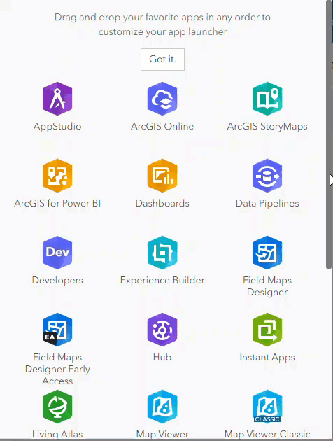 The apps displayed in the app launcher after changing the user type from Advanced to Creator