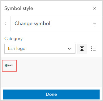 The custom web style now available on the Symbol style pane in ArcGIS Online Map Viewer.