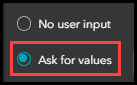 The Ask for values setting in the first clause