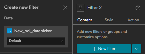 The Create new filter panel