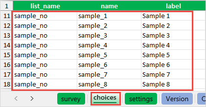 The configured choice list.