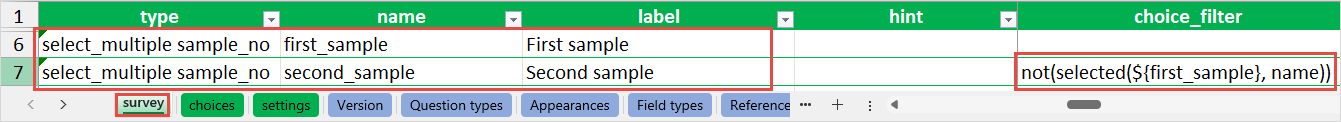 The configured multiple-choice questions.