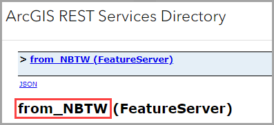 The hosted feature layer name in the ArcGIS REST Services Directory