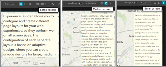 The text sizes on large, medium, and small screen sizes.