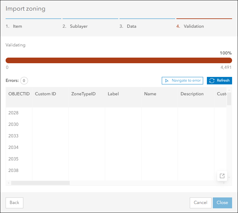 Images of the Import zoning window