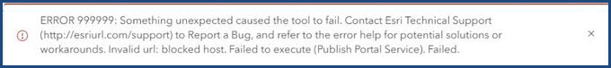 The error message in the ArcGIS Enterprise portal