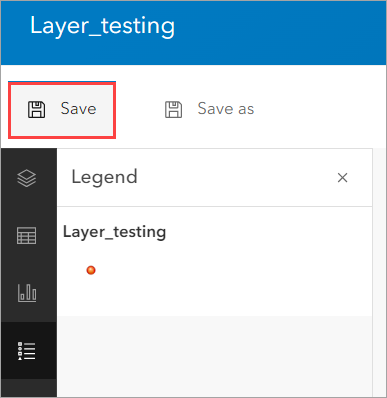 The image of the newly created hosted feature layer being saved in ArcGIS Online. 