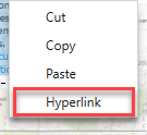 The Hyperlink option when right-clicking the hyperlink in the text element